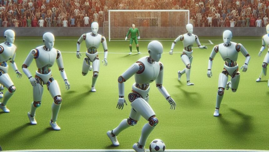 humanoid robots playing soccer