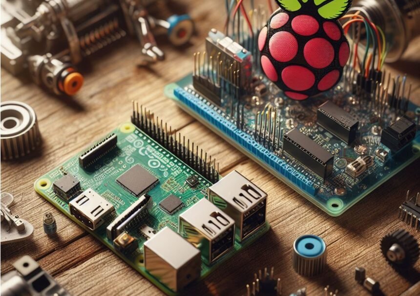 electronic components used in Raspberry Pi robotics-AI Generated