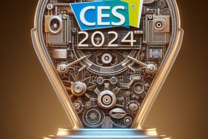The CES 2024 Innovation Award trophy rendered in 3D.