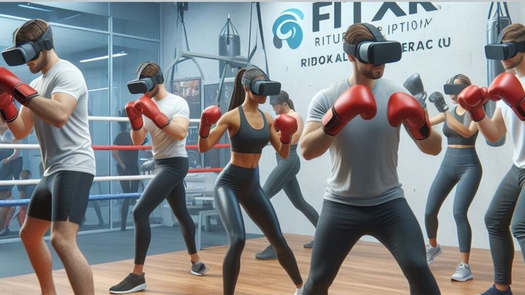 A group of people boxing in a FitXR virtual classroom
